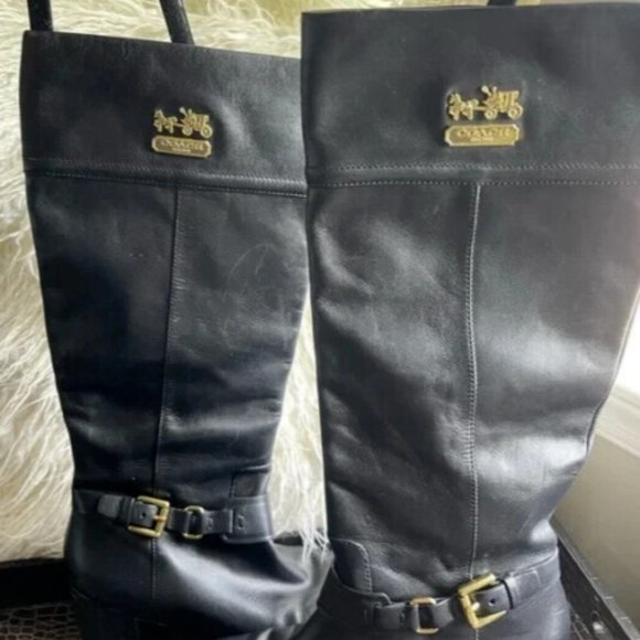 Coach Sapphire Tall Black Leather Riding Boots Size 6.5 Excellent condition - Picture 4 of 7